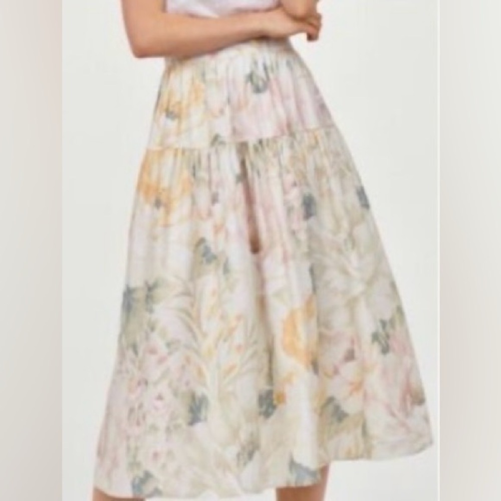 H&M Floral Flowy Tiered Skirt - Size 4